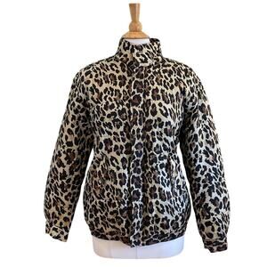 Vintage Clio Quilted Bomber Jacket, Leopard Print, 100% Silk, 90s, Size M